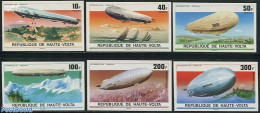 Upper Volta 1976 Zeppelin 6v Imperforated, Mint NH, Transport - Zeppelins - Zeppeline