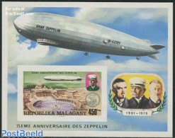 Madagascar 1976 Zeppelin S/s Imperforated, Mint NH, Transport - Zeppelins - Zeppelins