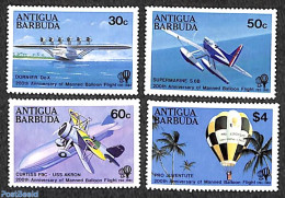 Antigua & Barbuda 1983 Aviation Bicentenary 4v, Mint NH, Transport - Balloons - Aircraft & Aviation - Montgolfier