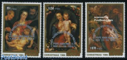 Cook Islands 1986 Popes Visit 3v, Mint NH, Religion - Christmas - Pope - Art - Rubens - Kerstmis