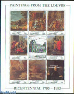Lesotho 1993 Louvre Museum 8v M/s, Pousin Paintings, Mint NH, Art - Museums - Paintings - Museos
