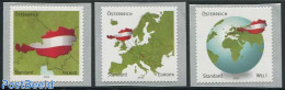 Austria 2012 Domestic/Europe/World 3v S-a, Mint NH, Various - Maps - Nuovi