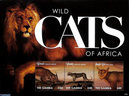 Gambia 2012 Wild Cats 3v M/s, Mint NH, Nature - Cat Family - Gambia (...-1964)