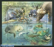 Togo 2011 Ecosystem 4v M/s, Mint NH, Nature - Animals (others & Mixed) - Monkeys - Sea Mammals - Turtles - Togo (1960-...)