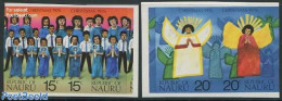 Nauru 1976 Christmas 2x2v Imperforated, Mint NH, Performance Art - Religion - Music - Christmas - Musik