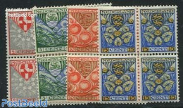 Netherlands 1926 Child Welfare 4v, Blocks Of 4 [+], Mint NH, History - Coat Of Arms - Ongebruikt