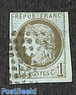 France 1870 1c, Olive On Green-blueish Paper, Used, Used Stamps - Gebruikt