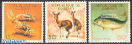 Djibouti 1977 Animals 3v, Mint NH, Nature - Animals (others & Mixed) - Fish - Shells & Crustaceans - Crabs And Lobsters - Fishes