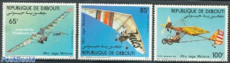 Djibouti 1984 Ultra Light Planes 3v, Mint NH, Sport - Transport - Gliding - Aircraft & Aviation - Vliegtuigen