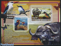 Guinea Bissau 2008 Buffalo & Birds S/s, Mint NH, Nature - Animals (others & Mixed) - Birds - Kingfishers - Guinea-Bissau