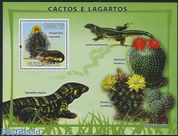 Guinea Bissau 2008 Cactus Flowers S/s, Mint NH, Nature - Cacti - Flowers & Plants - Reptiles - Sukkulenten