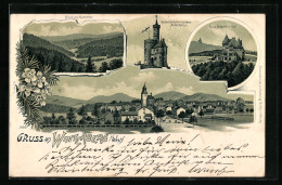 Lithographie Winterberg I. Westf., Villa Hubertus Hof, Aussichtsturm Auf Dem Astenberge  - Winterberg