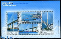 Hong Kong 2009 Stonecutters Bridge S/s, Mint NH, Transport - Ships And Boats - Art - Bridges And Tunnels - Nuovi