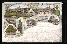 Lithographie Annaberg / Erzg., Festpostkarte Zum 400jährigen Stadtjubiläum 1896  - Theater