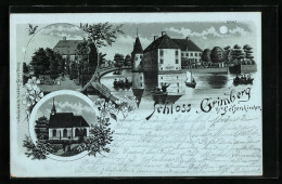 Mondschein-Lithographie Gelsenkirchen, Schloss Grimberg, Ansicht Der Kirche  - Gelsenkirchen