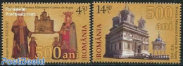 Romania 2012 500 Years Curtea De Arges 2v, Mint NH, Religion - Churches, Temples, Mosques, Synagogues - Cloisters & Ab.. - Neufs