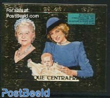 Central Africa 1985 Queen Mother 1v, Gold, Imperforated, Mint NH, History - Charles & Diana - Kings & Queens (Royalty) - Royalties, Royals