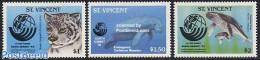 Saint Vincent 1992 UNCED 3v, Mint NH, Nature - Animals (others & Mixed) - Cat Family - Environment - Sea Mammals - Protección Del Medio Ambiente Y Del Clima