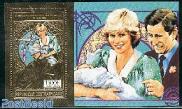 Central Africa 1983 Royal Baby S/s, Gold, Mint NH, History - Charles & Diana - Kings & Queens (Royalty) - Royalties, Royals