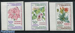 Cameroon 1969 Flowers Expo 3v, Imperforated, Mint NH, Nature - Flowers & Plants - Camerun (1960-...)