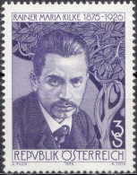 1976, Austria, Rainer Maria Rilke, Anniversaries, Authors, Famous People, Poets, Writers, MNH(**), Mi: 1539 - Neufs