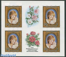 Korea, North 1982 Diana Wedding Anniversary M/s, Imperforated, Mint NH, History - Nature - Charles & Diana - Kings & Q.. - Royalties, Royals