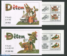 Czech Republic 1998 Childrens Day 2 Booklets, Mint NH, Nature - Performance Art - Fish - Music - Stamp Booklets - Art .. - Sonstige & Ohne Zuordnung