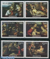 Penrhyn 2012 Christmas, Paintings 6v (3x[:]), Mint NH, Religion - Christmas - Art - Paintings - Noël