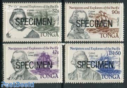 Tonga 1984 Navigators 4v, SPECIMEN, Mint NH, History - Transport - Explorers - Ships And Boats - Onderzoekers