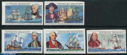 Madagascar 1975 US Bicentenary 5v, Imperforated, Mint NH, History - Transport - US Bicentenary - Ships And Boats - Barche