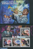 Central Africa 2012 Ray Charles, Louis Armstrong, Piano, Trumpet 2 S/s, Mint NH, Performance Art - Musical Instruments.. - Musica