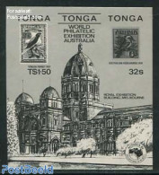 Tonga 1984 Ausipex 84 S/s, BLackprint, Mint NH, Stamps On Stamps - Sellos Sobre Sellos