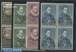 Netherlands 1933 William Of Orange 4v, Blocks Of 4 [+], Mint NH, History - Coat Of Arms - Kings & Queens (Royalty) - Unused Stamps