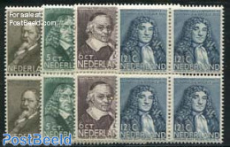 Netherlands 1937 Famous People 4v, Blocks Of 4 [+], Mint NH, Art - Authors - Ongebruikt