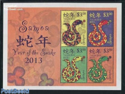 Samoa 2013 Year Of The Snake 4v M/s, Mint NH, Nature - Various - Snakes - New Year - Año Nuevo
