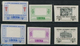 Liberia 1954 Hospital, 6 Stamps With Missing Colours, Mint NH, Health - Various - Health - Errors, Misprints, Plate Fl.. - Erreurs Sur Timbres