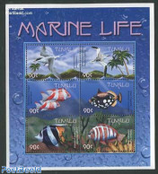 Tuvalu 2000 Marine Life 6v M/s, Mint NH, Nature - Birds - Fish - Pesci