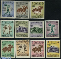 Afghanistan 1962 Asian Games 11v Imperforated, Mint NH, Nature - Sport - Horses - Football - Olympic Games - Sport (ot.. - Haltérophilie