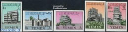 Yemen, Arab Republic 1961 Palaces 5v Imperforated, Mint NH, Castles & Fortifications - Schlösser U. Burgen