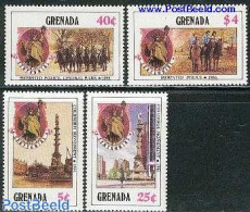 Grenada 1986 Statue Of Liberty 4v, Mint NH, Nature - Various - Horses - Police - Art - Sculpture - Police - Gendarmerie