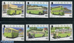 Jersey 2013 Old Buses 6v, Mint NH, Transport - Various - Automobiles - Lighthouses & Safety At Sea - Coches