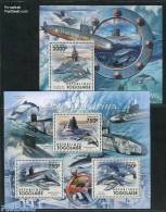 Togo 2011 Submarines & Whales 2 S/s, Mint NH, Nature - Transport - Sea Mammals - Ships And Boats - Barche