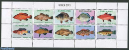 Suriname, Republic 2013 Fish 10v M/s, Mint NH, Nature - Fish - Fishes