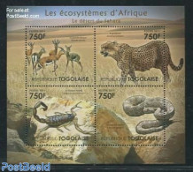 Togo 2011 African Eco Systems, Sahara 4v M/s, Mint NH, Nature - Animals (others & Mixed) - Cat Family - Snakes - Togo (1960-...)