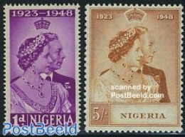 Nigeria 1948 Silver Wedding 2v, Mint NH, History - Kings & Queens (Royalty) - Case Reali