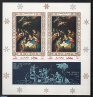 Ajman 1968 Christmas, Van Honthorst Painting S/s Imperforated, Mint NH, History - Religion - Netherlands & Dutch - Chr.. - Géographie