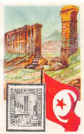 Cacao Et Chocolat - La Poste Internationale - Flag And Stamp Chromo Kwatta - Tunisia - Sonstige & Ohne Zuordnung