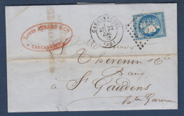 Bordeaux N° 45A  Sur Lettre De Carcassonne Pour St Gaudens - 1870 Ausgabe Bordeaux