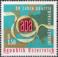 1976, Austria, Austrian Press Agency (APA), Journalism, Maps, MNH(**), Mi: 1533 - Unused Stamps