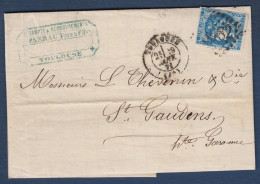 Bordeaux N° 46A  Sur Lettre De Toulouse Pour St Gaudens - Cote 320 € - 1870 Ausgabe Bordeaux